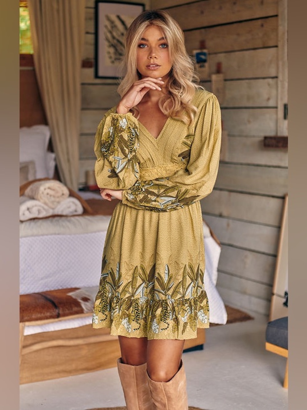 Jaase Madagascar Print Mara Mini Dress Tropical Tiger Details Boho Summer